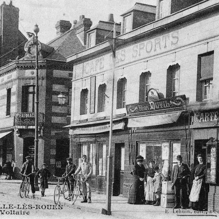 sotteville pl voltaire angle barbès vers 1908 café des sports