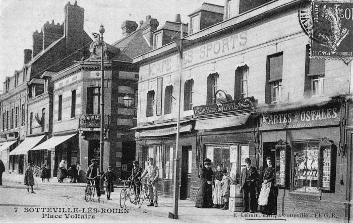 sotteville pl voltaire angle barbès vers 1908 café des sports