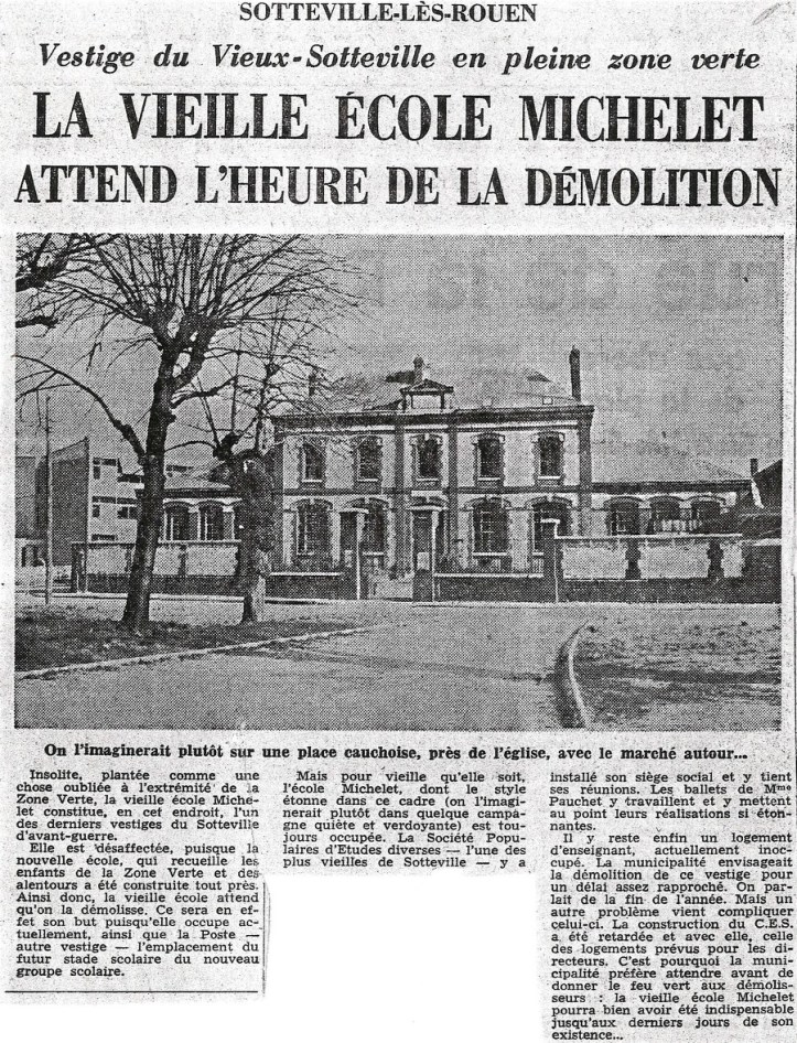 Paris-Normandie du 14 mars 1966 - école michelet