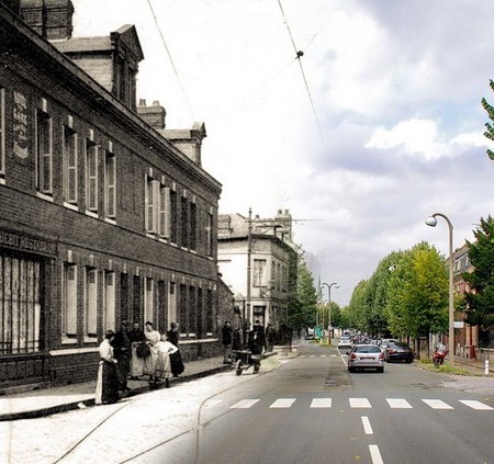 Rue de Paris - Sotteville-lès-Rouen - à l'angle de la rue Jean - Montage Avant/Après