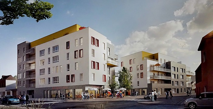 Maquette du projet de construction de la parcelle Raspail-Victor Hugo-Boieldieu à Sotteville-lès-Rouen