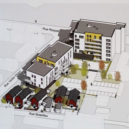Maquette du projet de construction de l'îlot Raspail-Victor Hugo-Boieldieu à Sotteville-lès-Rouen