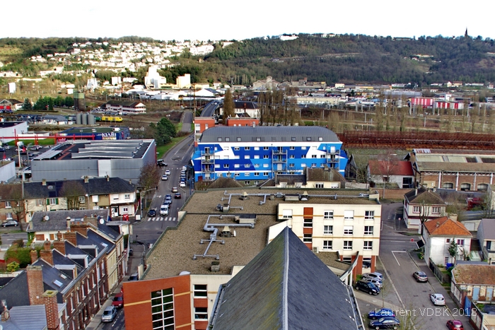 Pont d'Eauplet vu du clocher de l'église Notre-Dame de l'Assomption à Sotteville-lès-Rouen