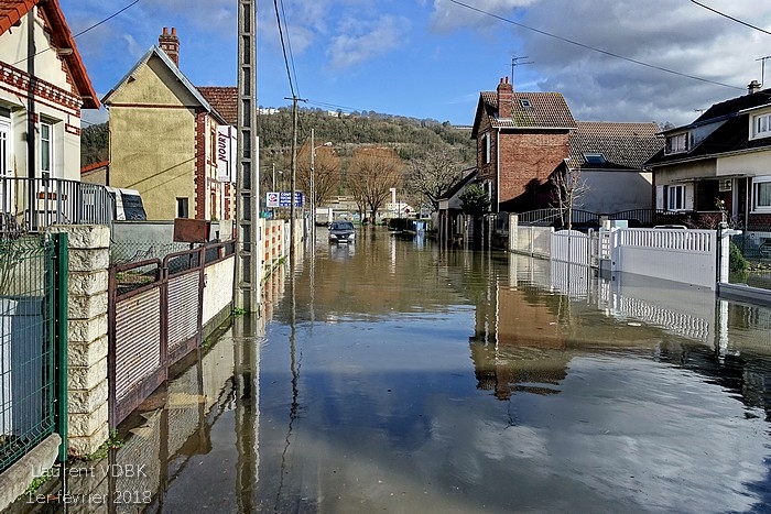 Crue de la Seine le 1er février 2018 à Sotteville-lès-Rouen (rue d'Eauplet)