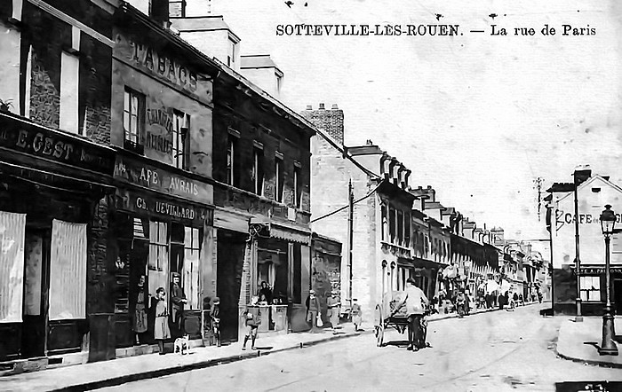 Rue de Paris avant-guerre à Sotteville-lès-Rouen