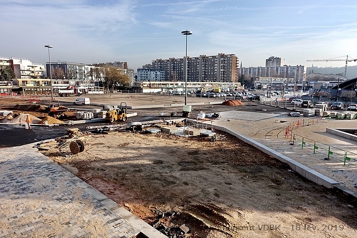 Chantier de réaménagement de la place de l'Hôtel de Ville à Sotteville-lès-Rouen