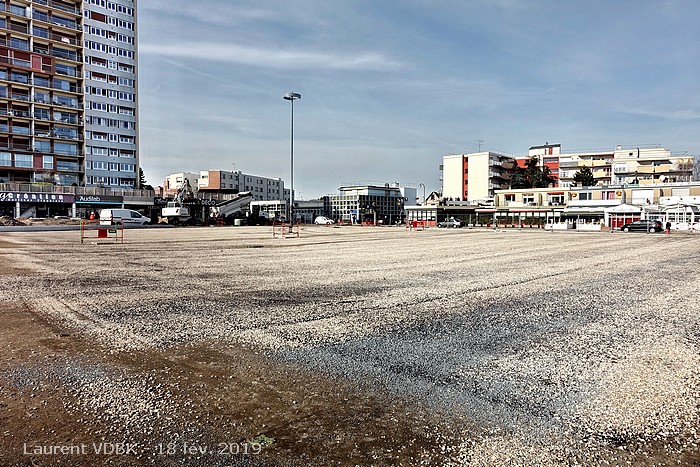 Chantier de réaménagement de la place de l'Hôtel de Ville à Sotteville-lès-Rouen