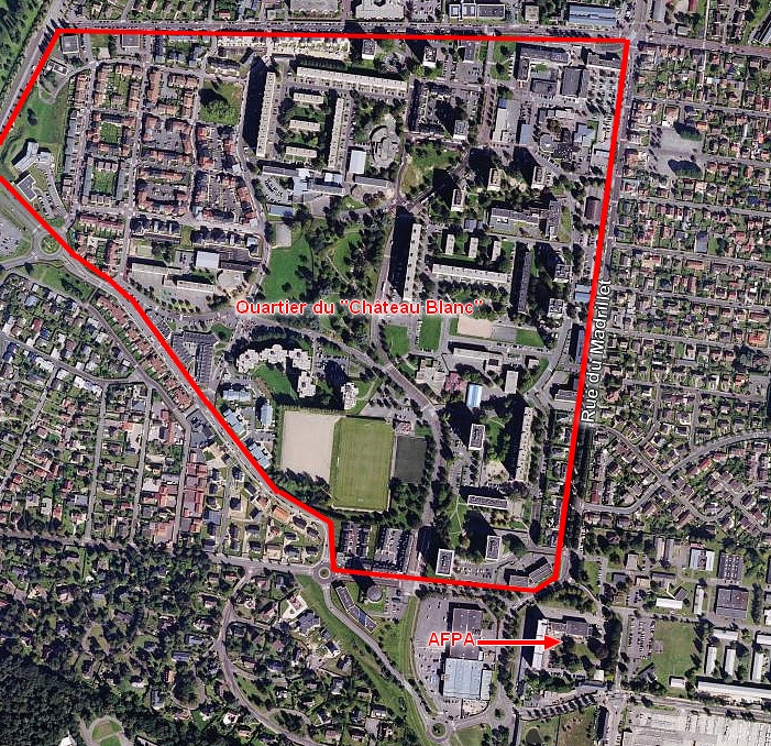 Rue du Madrillet et château Blanc - Saint Etienne du Rouvray