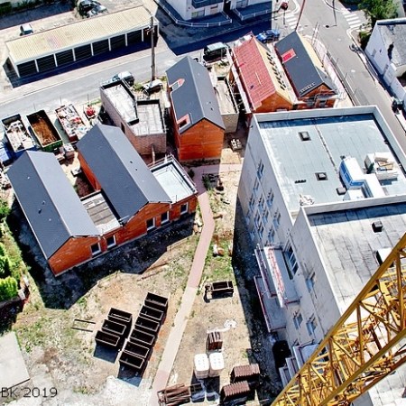 Chantier à l'angle des rues Raspail et Victor Hugo vu du haut de la grue - Sotteville-lès-Rouen