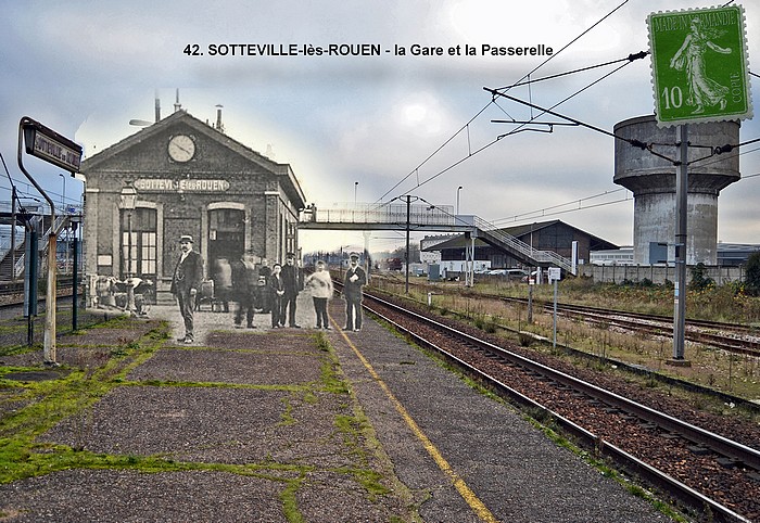 Rephotographie avant/après de la gare de Sotteville-lès-Rouen