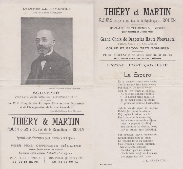 Dépliant du groupe Esperanta Stelo à Sotteville