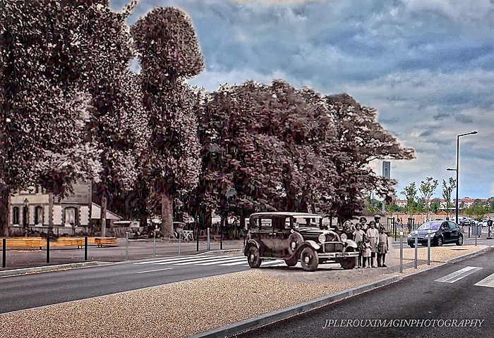 Montage rephotographique du rond-point du Champ de Course à Sotteville-lès-Rouen