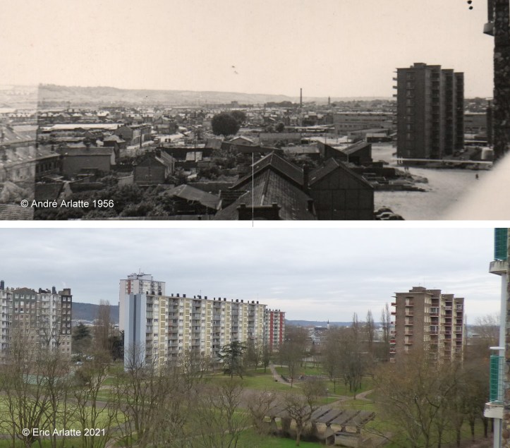 Avant/après panoramique (c)Arlatte - Rue de la République - Zone Verte - Espace Marcel Lods - Sotteville-lès-Rouen