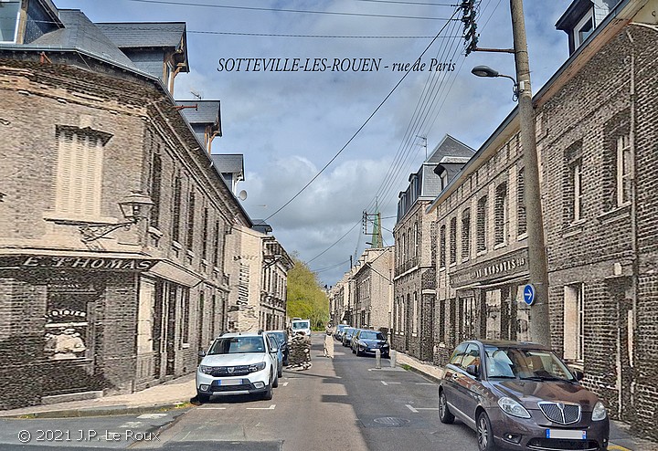 Montage photo de la rue de Paris à Sotteville-lès-Rouen