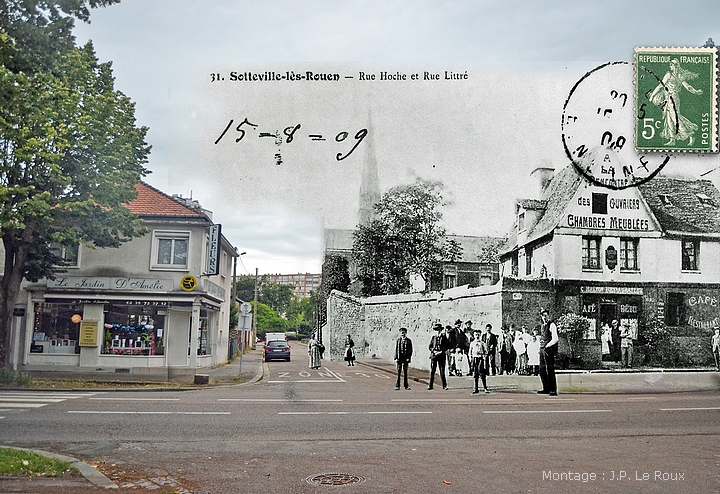 Rephotographie des rues Hoche, Littré et Corneille à Sotteville-lès-Rouen