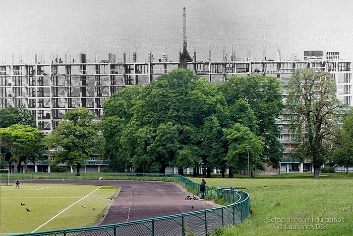 Montage rephotographie immeuble Champagne de l'Espace Marcel Lods (Zone Verte) à Sotteville-lès-Rouen