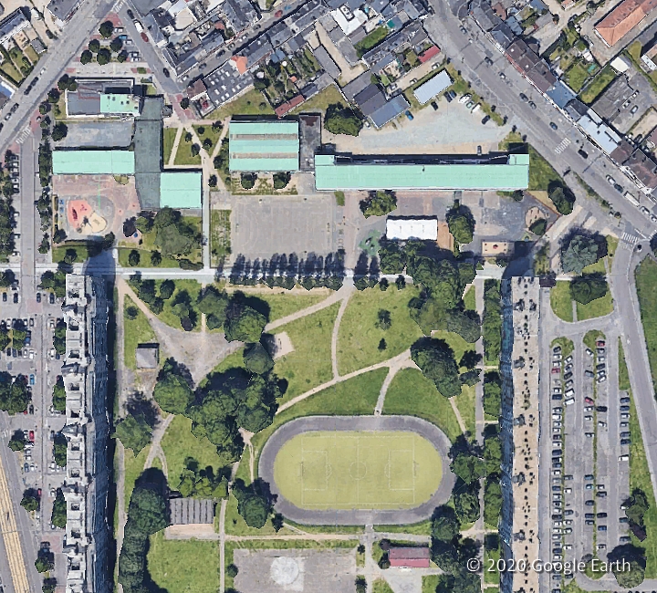 Vue aérienne de l'Espace Marcel Lods (Zone Verte) à Sotteville-lès-Rouen