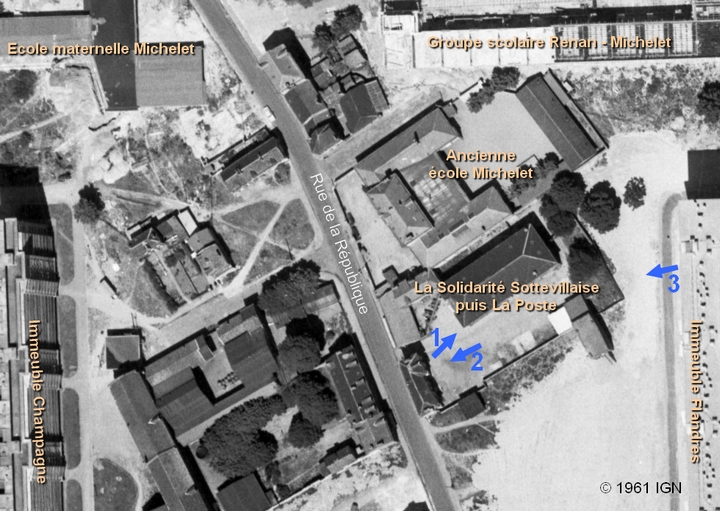 Photo-plan Reconstruction Sotteville-lès-Rouen, rue de la République et Zone Verte (Espace Marcel Lods)