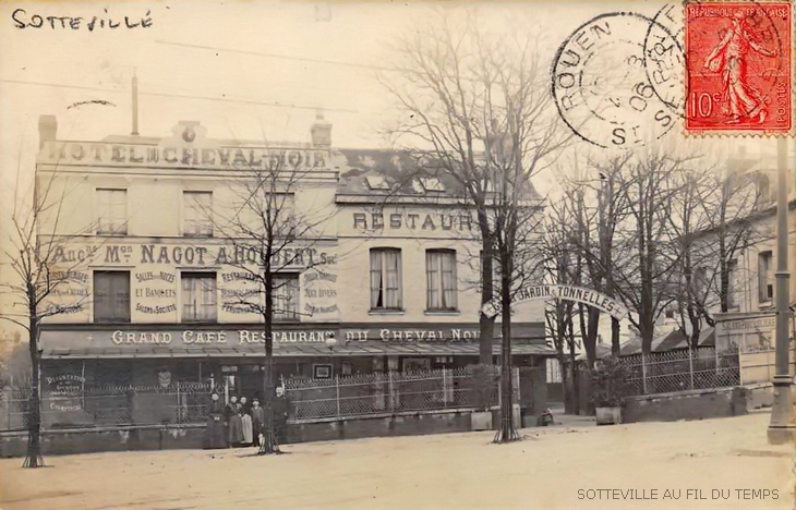 Le premier Hôtel du Cheval Noir à Sotteville-lès-Rouen, rue de Trianon.